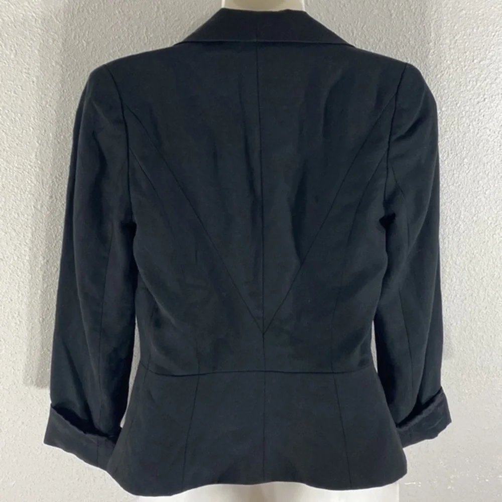 Anthro Tabitha black silk drape kiss front blazer jacket KK29
